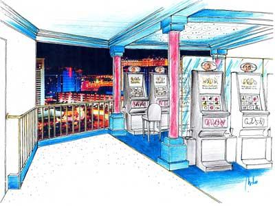 Casino "Las Vegas" Interior Design für ein europäischen Casino Konzern
Slot Casino Planung Interior Design Ausstattung Schlüsselfertig - Lichtsäulen erzeugen den Eindruck eines Tempel Casino Konzeptes, das den Besuchern das Gefühl vermittelt - über den Dächern Las Vegas zu spielen.