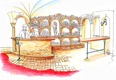 Weinkeller Design - eine stimmungsvolle Attraktion zwischen 2 Restaurantbereichen in einem Hotel